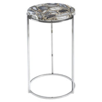 Libra Interiors Agate Round Side Table on Frame Nickel