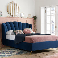 Olivia's Lucy Fabric Ottoman Bed in Midnight Blue