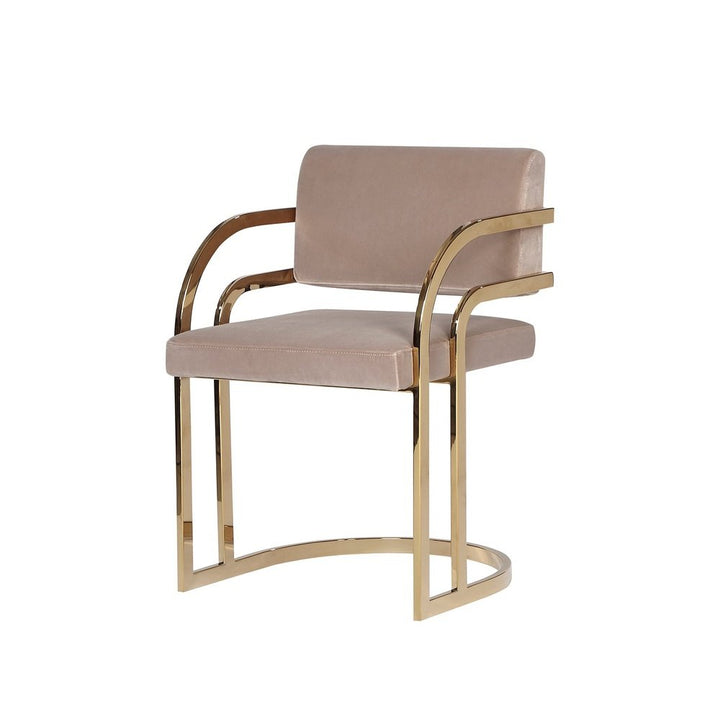 Dylan Dining Chair - Gainsborough Mink Velvet Polished Brass LiangAndEimil 2