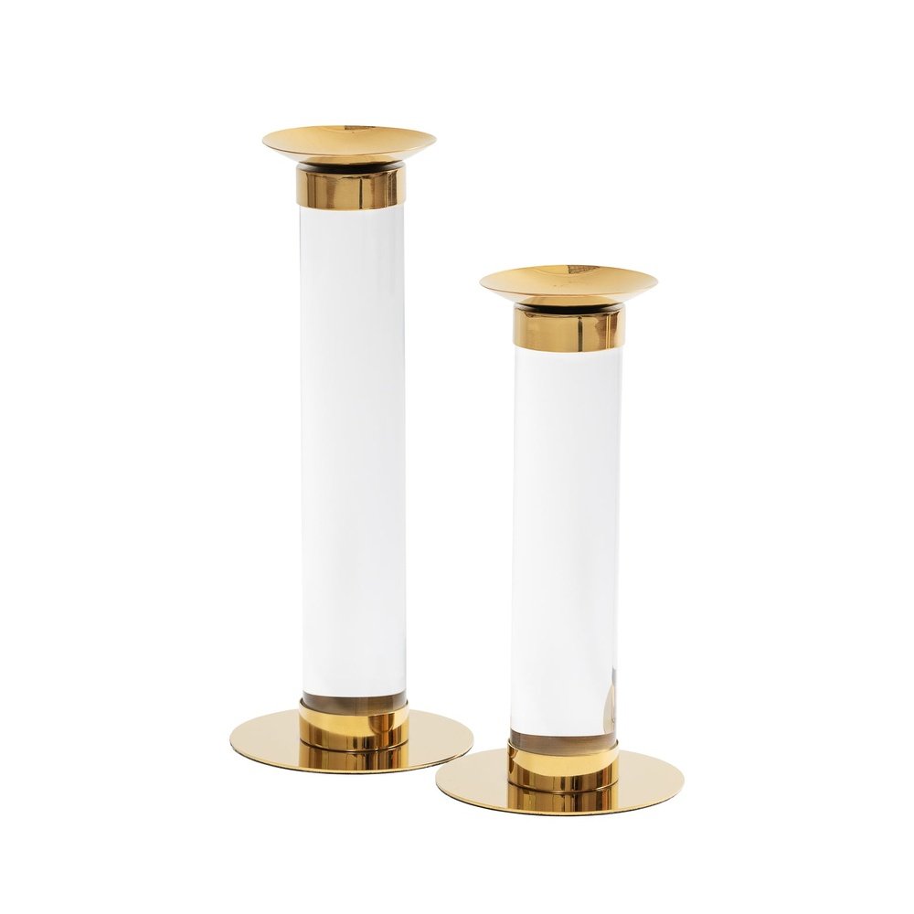  LiangAndEimil-Liang & Eimil Pillar Candle Holder White (Small)-Gold 01 