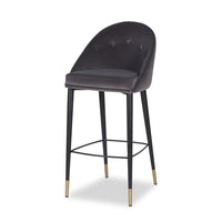 Liang & Eimil Arden Stool - Gainsborough Nickel Grey Velvet