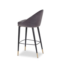 Liang & Eimil Arden Stool - Gainsborough Nickel Grey Velvet