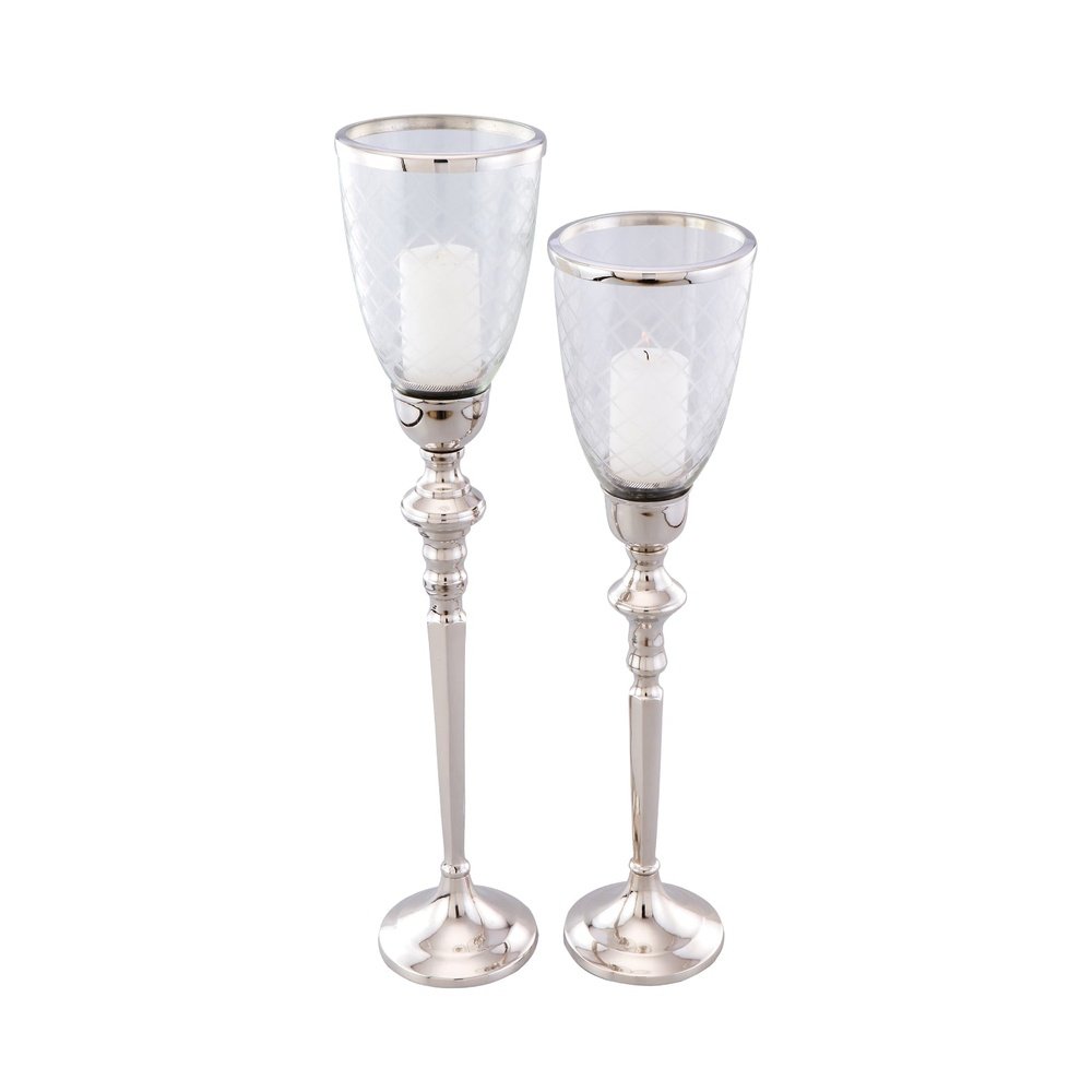 Liang & Eimil Baluster Hurricane Candle Holder Nickel (Set of 2)