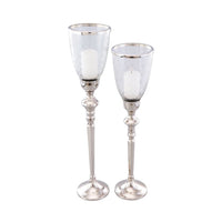 Liang & Eimil Baluster Hurricane Candle Holder Nickel Set of 2