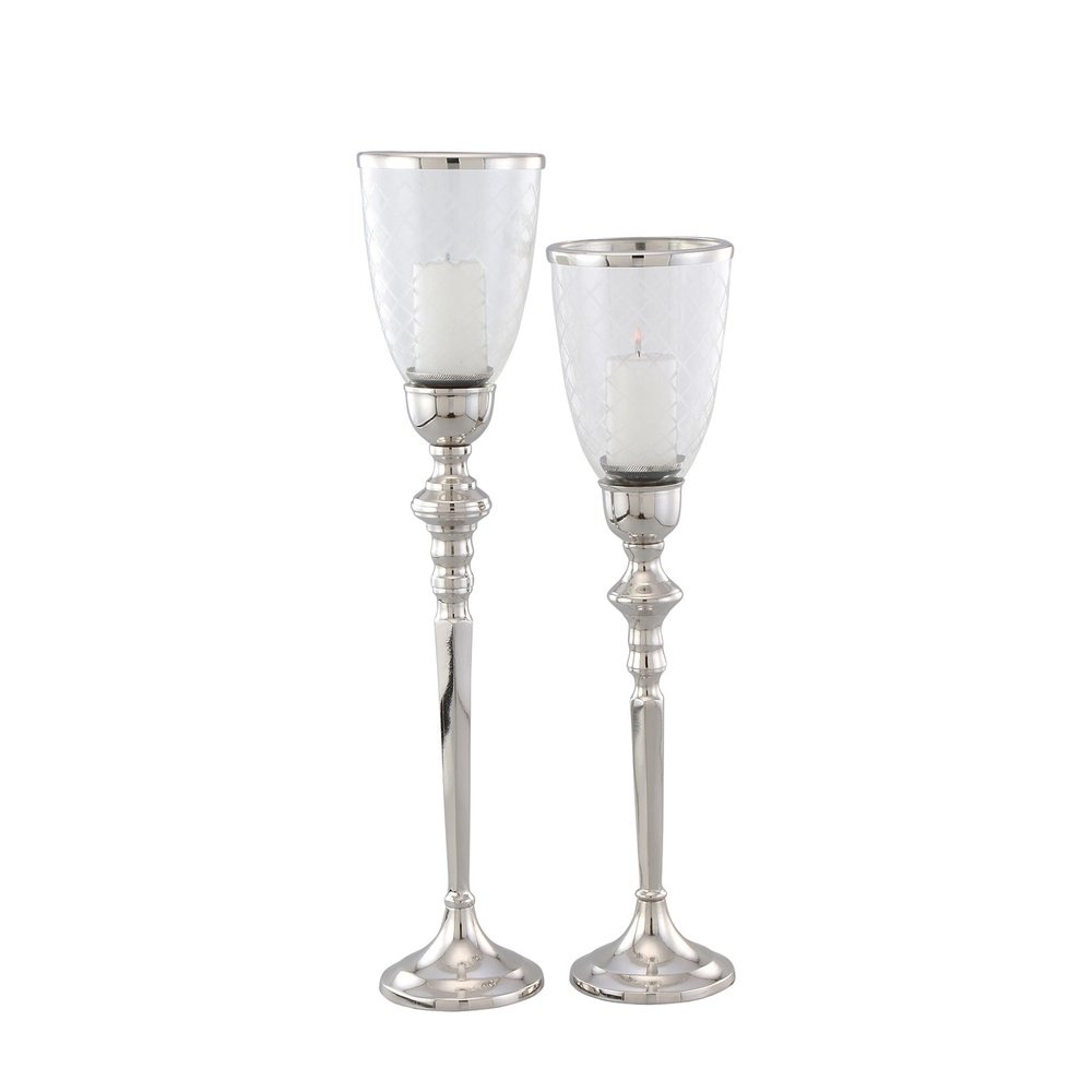  LiangAndEimil-Liang & Eimil Baluster Hurricane Candle Holder Nickel (Set of 2)-Silver 29 