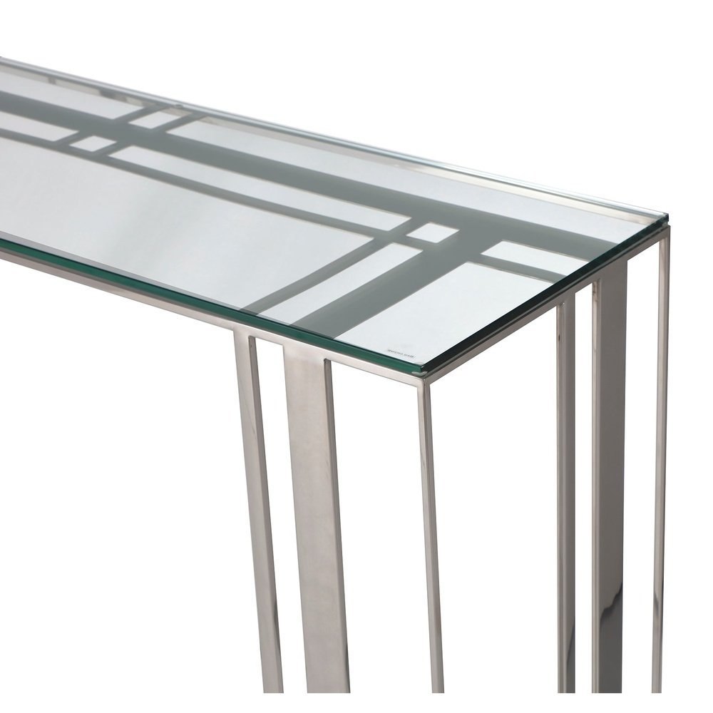  LiangAndEimilLarge-Liang & Eimil Lafayette Console Table Polished Stainless Steel-Silver 13 