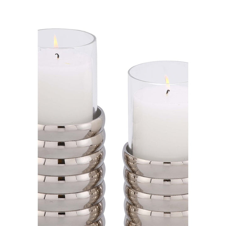 Large Pillar Candle Holder - Ribbed Nickel Plated LiangAndEimil 4