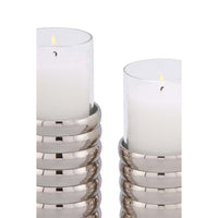 Liang & Eimil Pillar Holder Ribbed Nickel Plated Medium