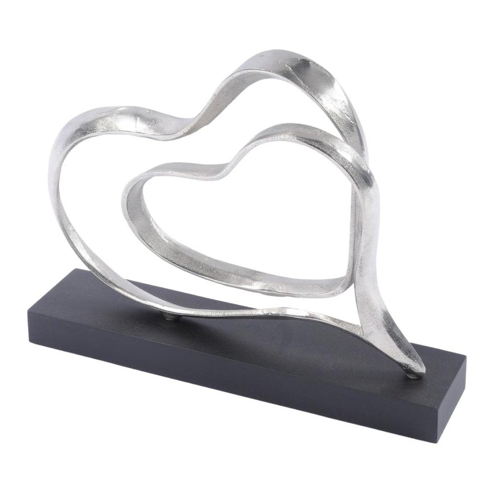 Libra Silver Double Heart Aluminium Sculpture-Libra-Olivia's