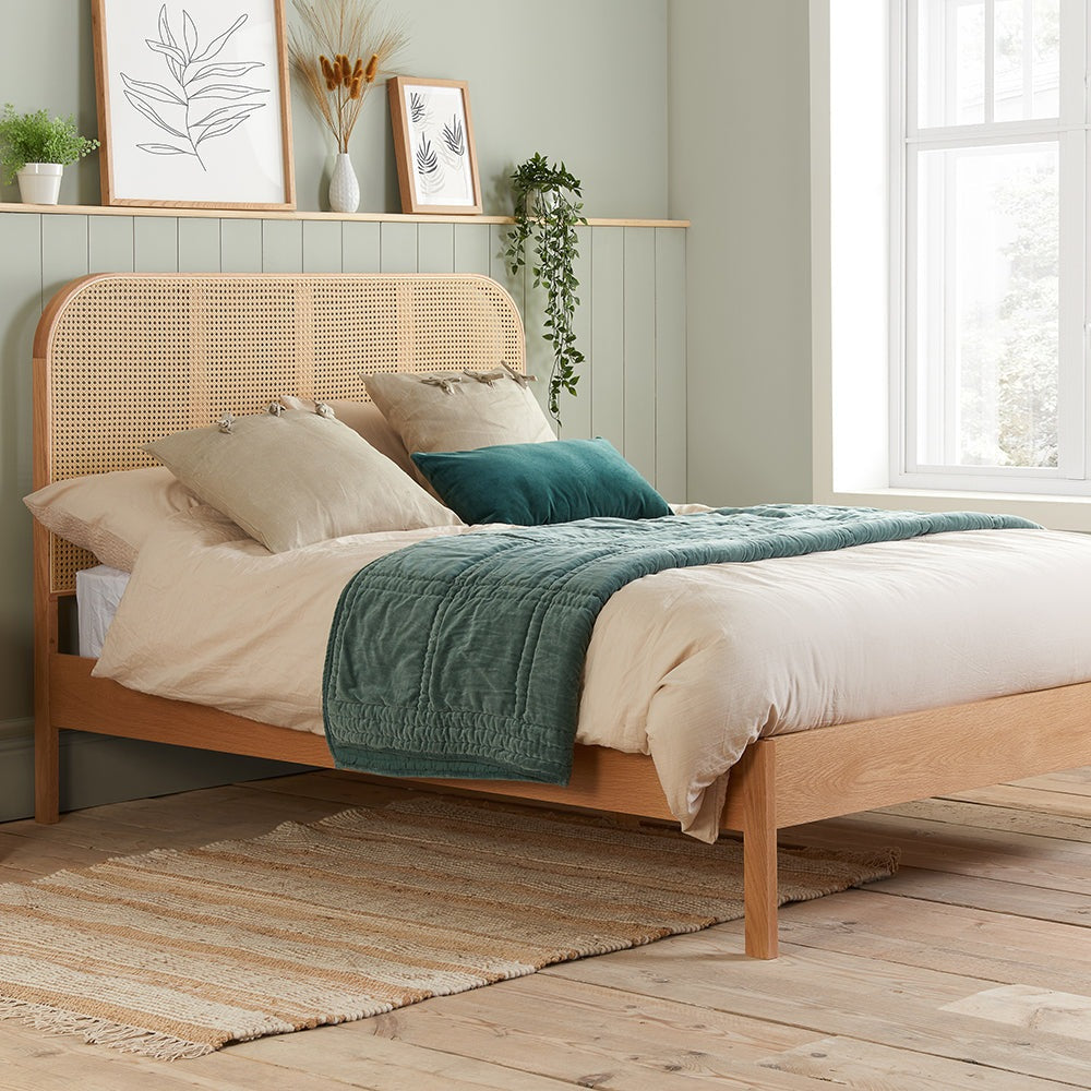 Olivia's Maggie Rattan Bed in Oak