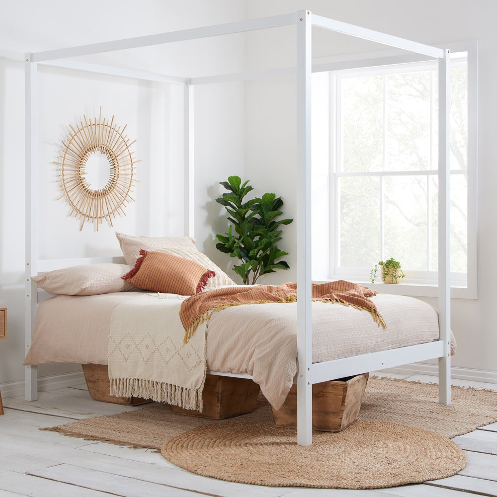 Olivia's Melody Four Poster Bed in White