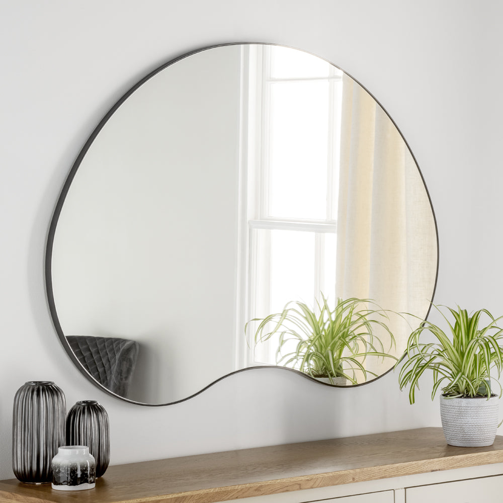 Olivia's Oman Pebble Wall Mirror in Black