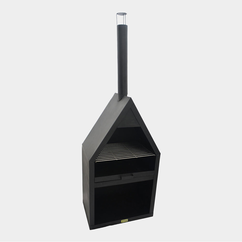 Ivyline Outdoor Henley Fireplace Black with Grill Iron