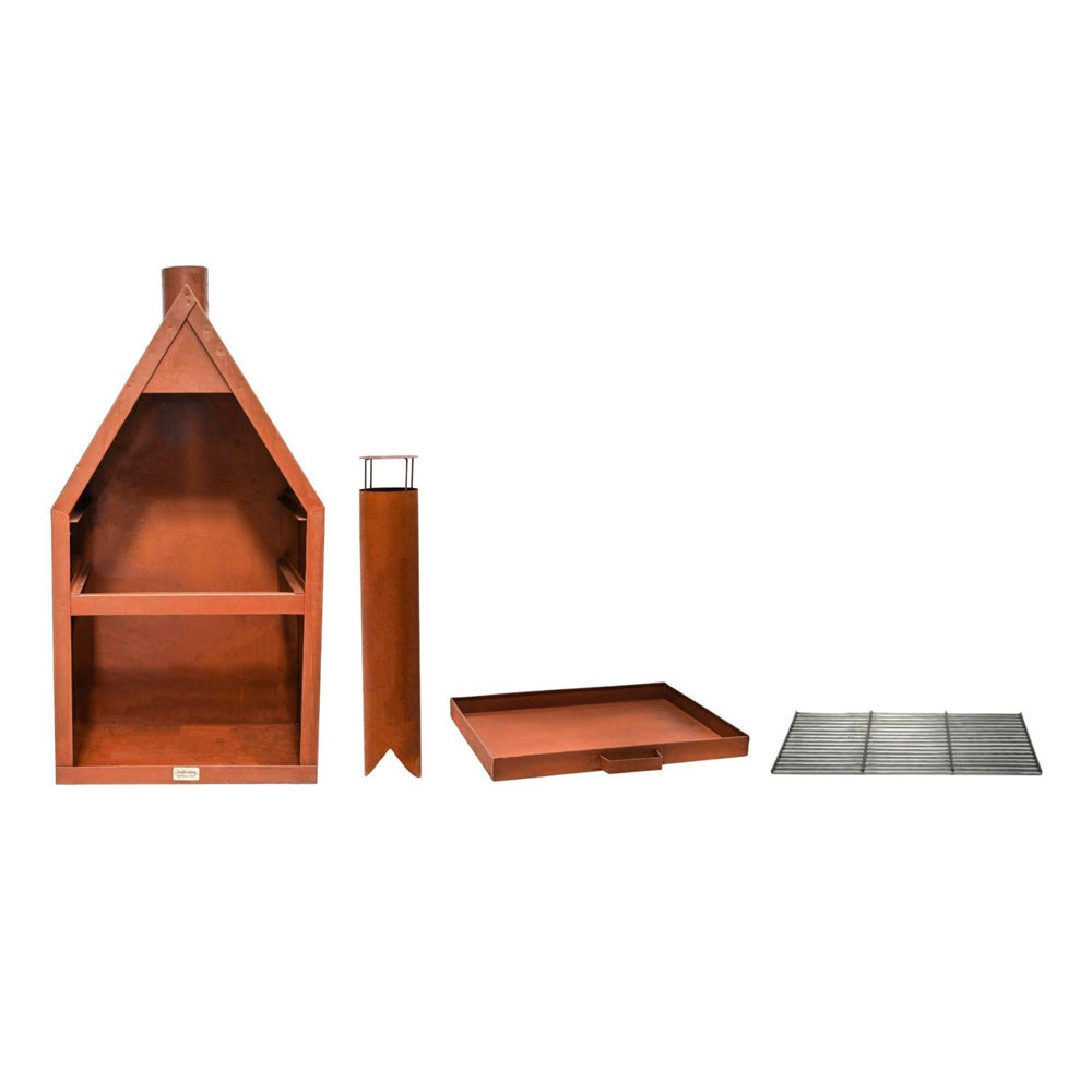 Ivyline Outdoor Henley Fireplace Rust with Grill Iron