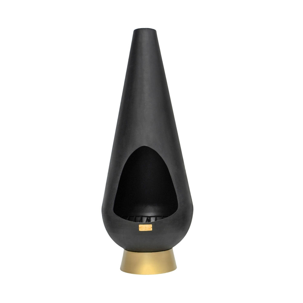 Outdoor Leo Fireplace - Matt Black & Antique Gold Ivyline 1