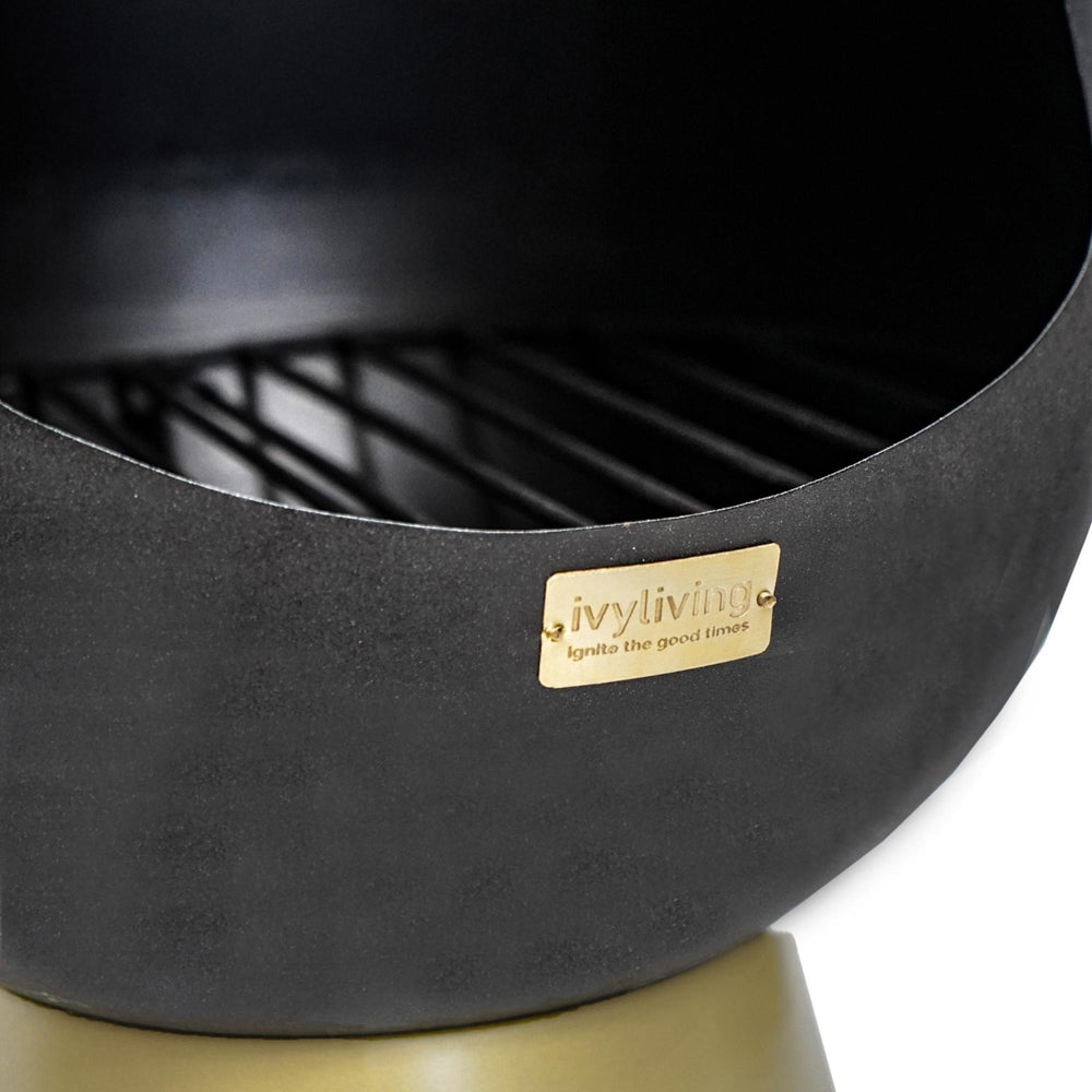 Outdoor Leo Fireplace - Matt Black & Antique Gold Ivyline 3