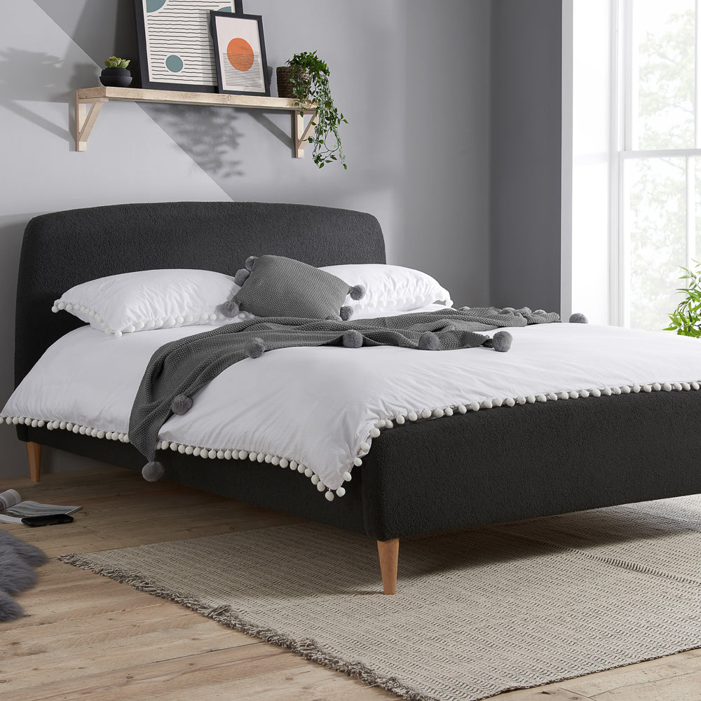 Olivia's Oscar Fabric Bed in Charcoal