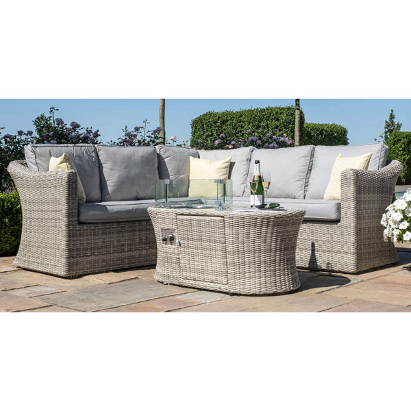 Maze Oxford Small Corner Sofa with Firepit Table in Grey