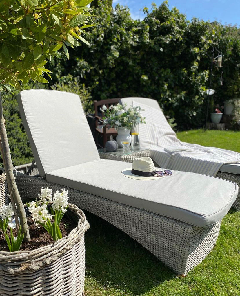 Maze Oxford 3pc Outdoor Lounger Set in Light Grey