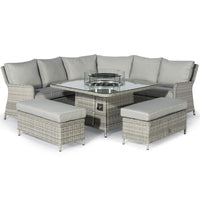 Maze Oxford Royal Corner Bench Set with Fire Pit Grey