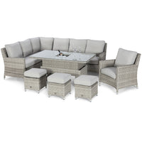 Maze Oxford Outdoor Corner Dining Set with Rising Table in Light Grey