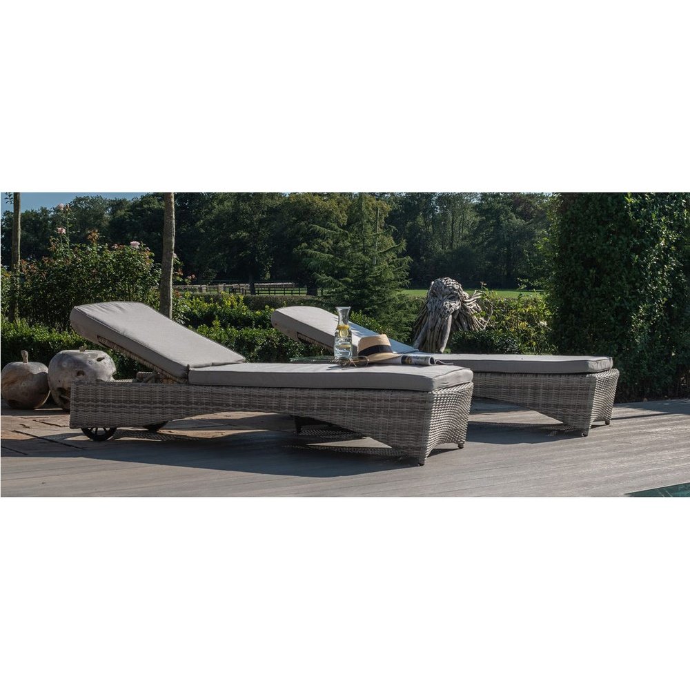 Maze Oxford 3pc Outdoor Lounger Set in Light Grey