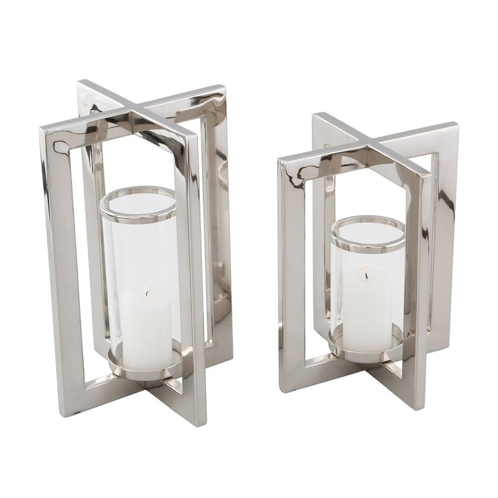 Set of 2 Crossfield Hurricanes Candle Holders | Outlet Olivia's 2
