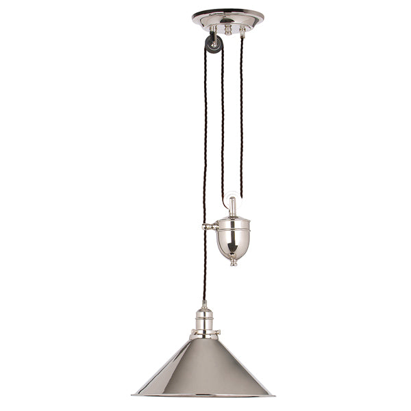 Elstead Provence 1 Light Pendant Rise and Fall Polished Nickel