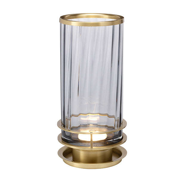 Quintessentiale-Quintessentiale Arno Aged Brass and Smoke Glassware Table Lamp-Brass, Grey 749 