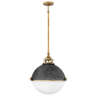 Quintiesse Fletcher Aged Zinc with Heritage Brass 3 Light Pendant