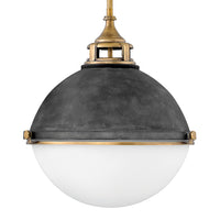 Quintiesse Fletcher Aged Zinc with Heritage Brass 3 Light Pendant