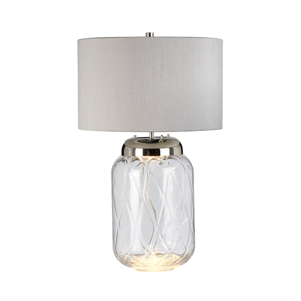 Quintessentiale-Quintessentiale Sola Polished Nickel and Clear Glassware 2 Light Table Lamp-Silver 445 