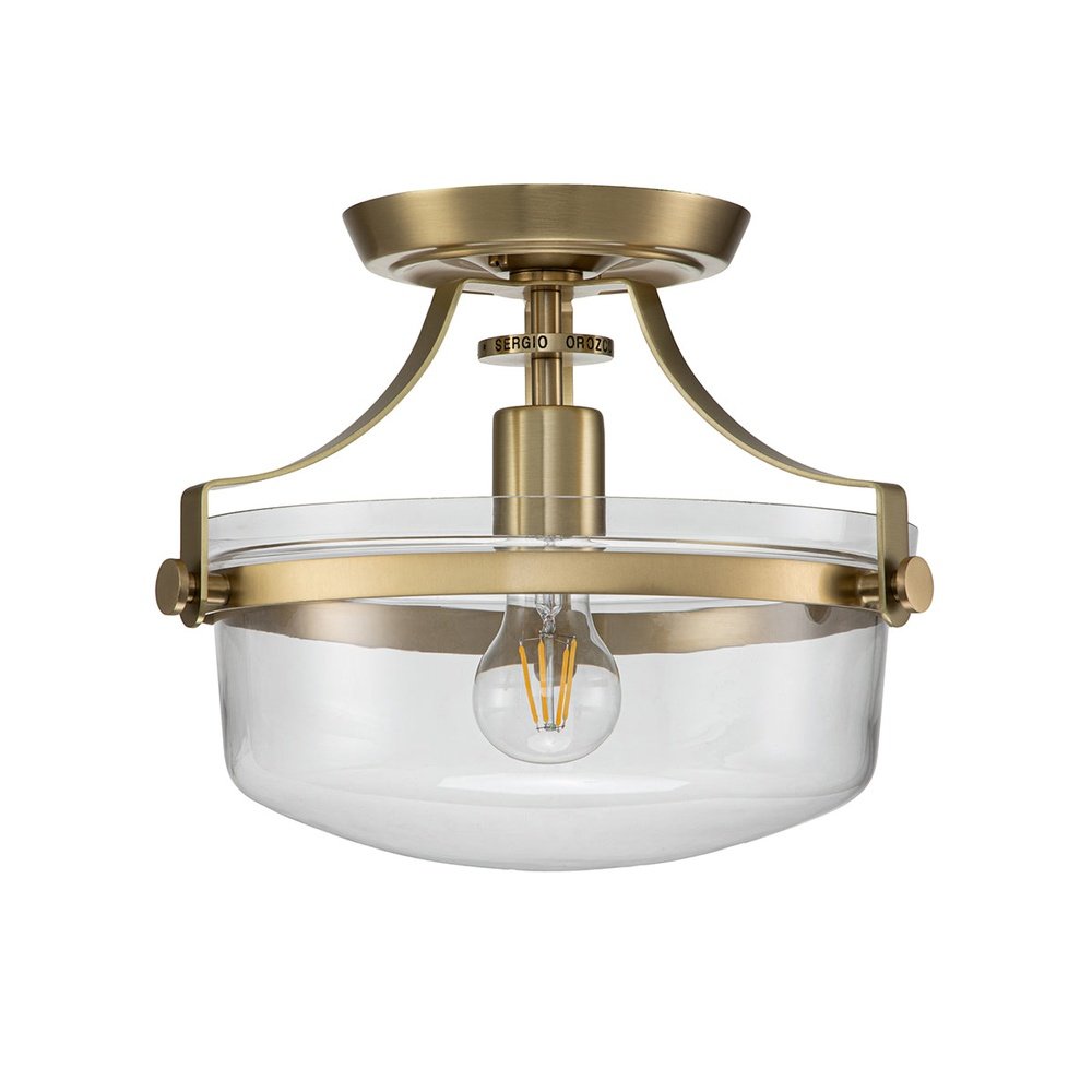 Quoizel Penn Station 1 Light Semi Flush Light - Brass Elstead 1