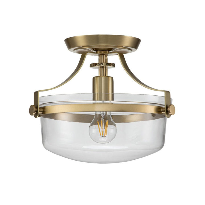 Quoizel Penn Station 1 Light Semi Flush Light - Brass Elstead 1