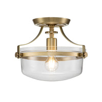 Quoizel Penn Station 1 Light Semi Flush Light in Brass