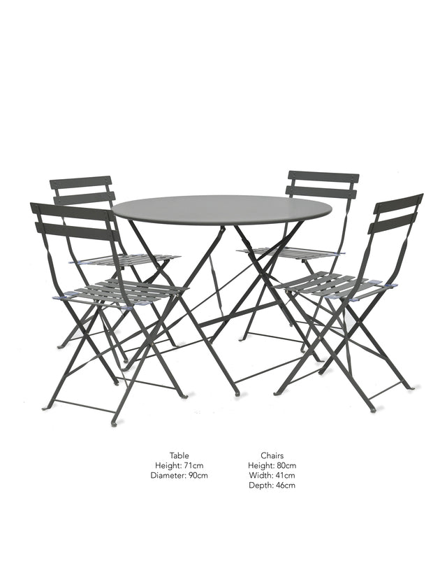 Garden Trading Rive Droite 4 Seater Bistro Set Carbon