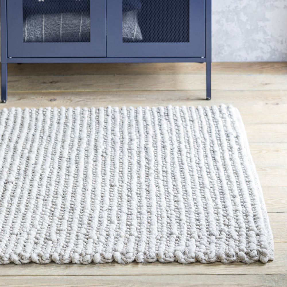 Garden Trading Badbury Rug in Stone 90 x 150cm - Wool & Polyester