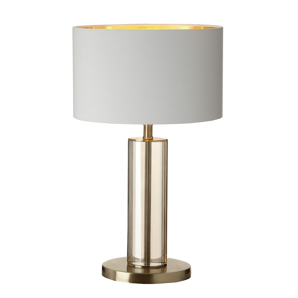 RV Astley Lisle Table Lamp Cognac Crystal Antique Brass Metal Finish