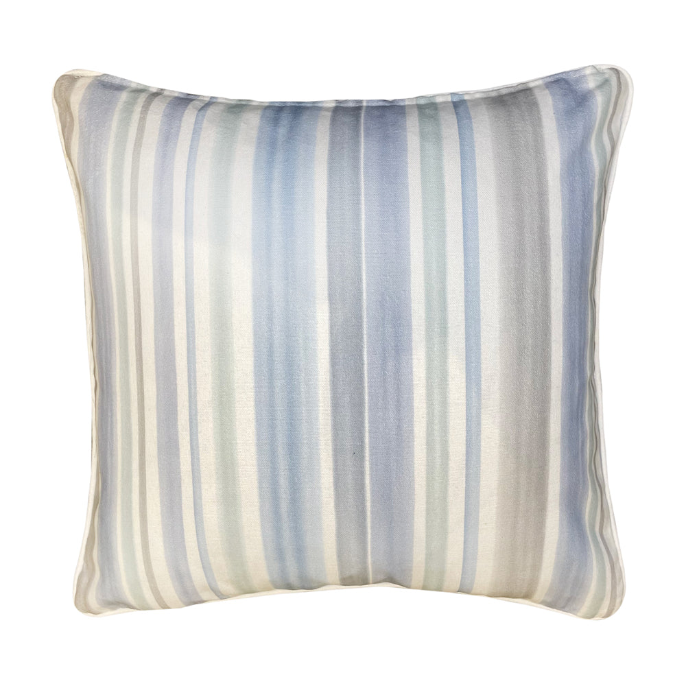 Malini Marchena Cushion in Floral Blue With Stripe Reverse