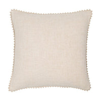 Malini Emma Linen Pom Pom Cushion in Natural