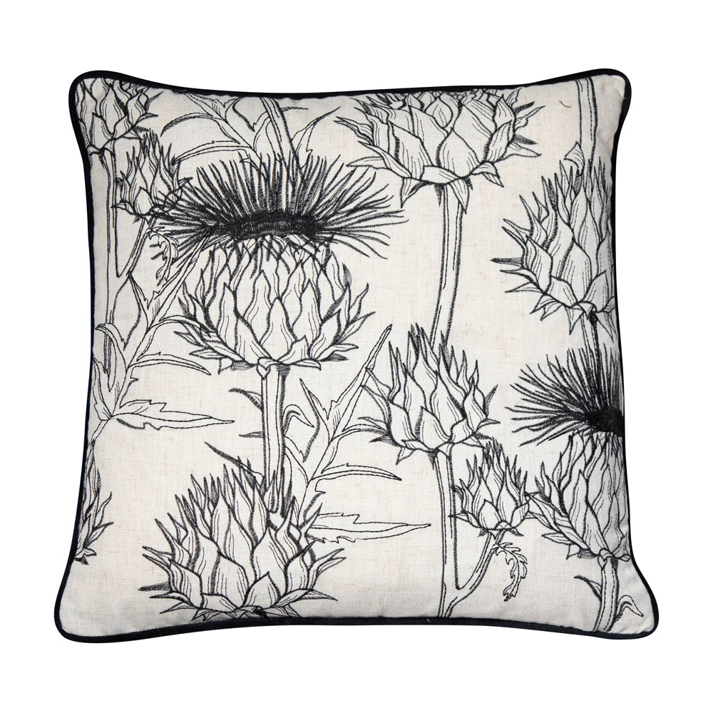 Malini Merida Embroidered Cushion in Black