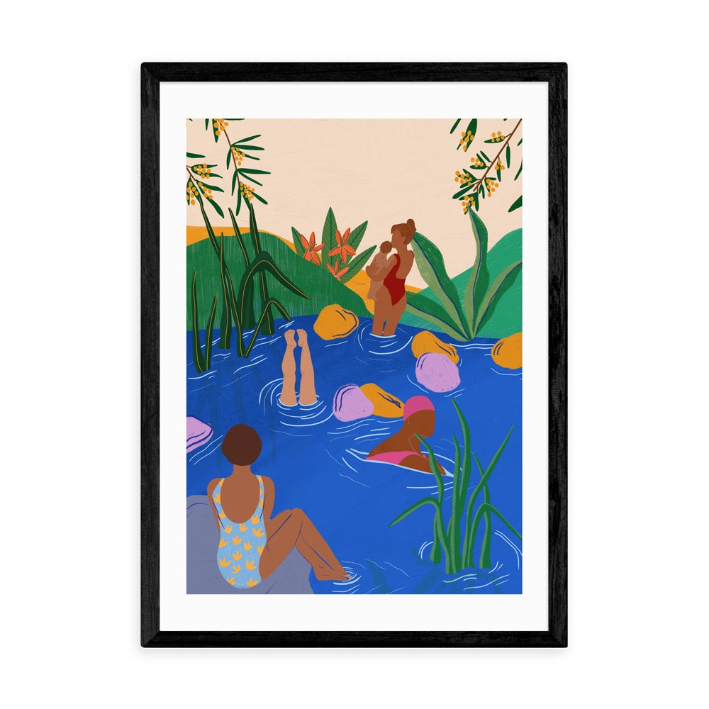 Swimming Wild by Sifa Mustafa - A3 Black Framed Art Print