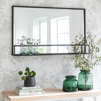 Garden Trading Sapperton Mirror with Shelf in Black