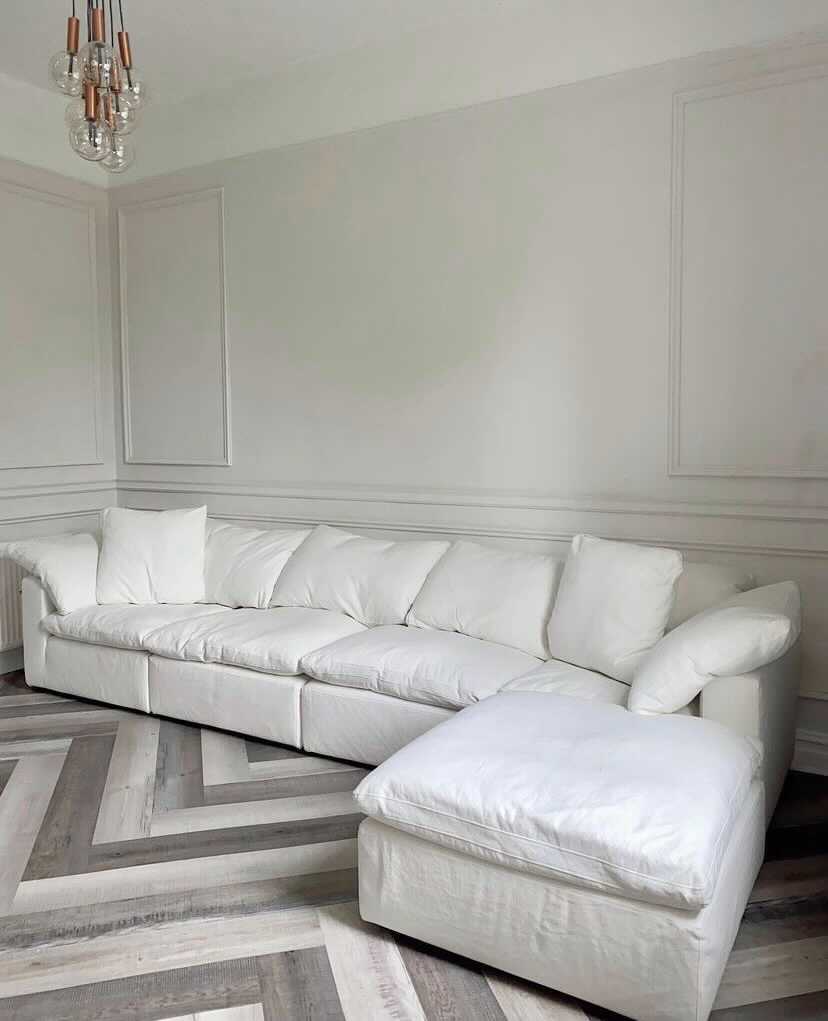 Andrew Martin Truman Junior Sectional Sofa in White Linen