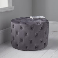 Native Home Grey Tufted Velvet Pouffe