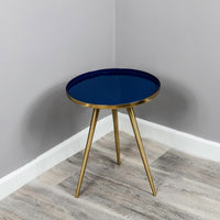 Native Home Side Table Blue Enamel Tray