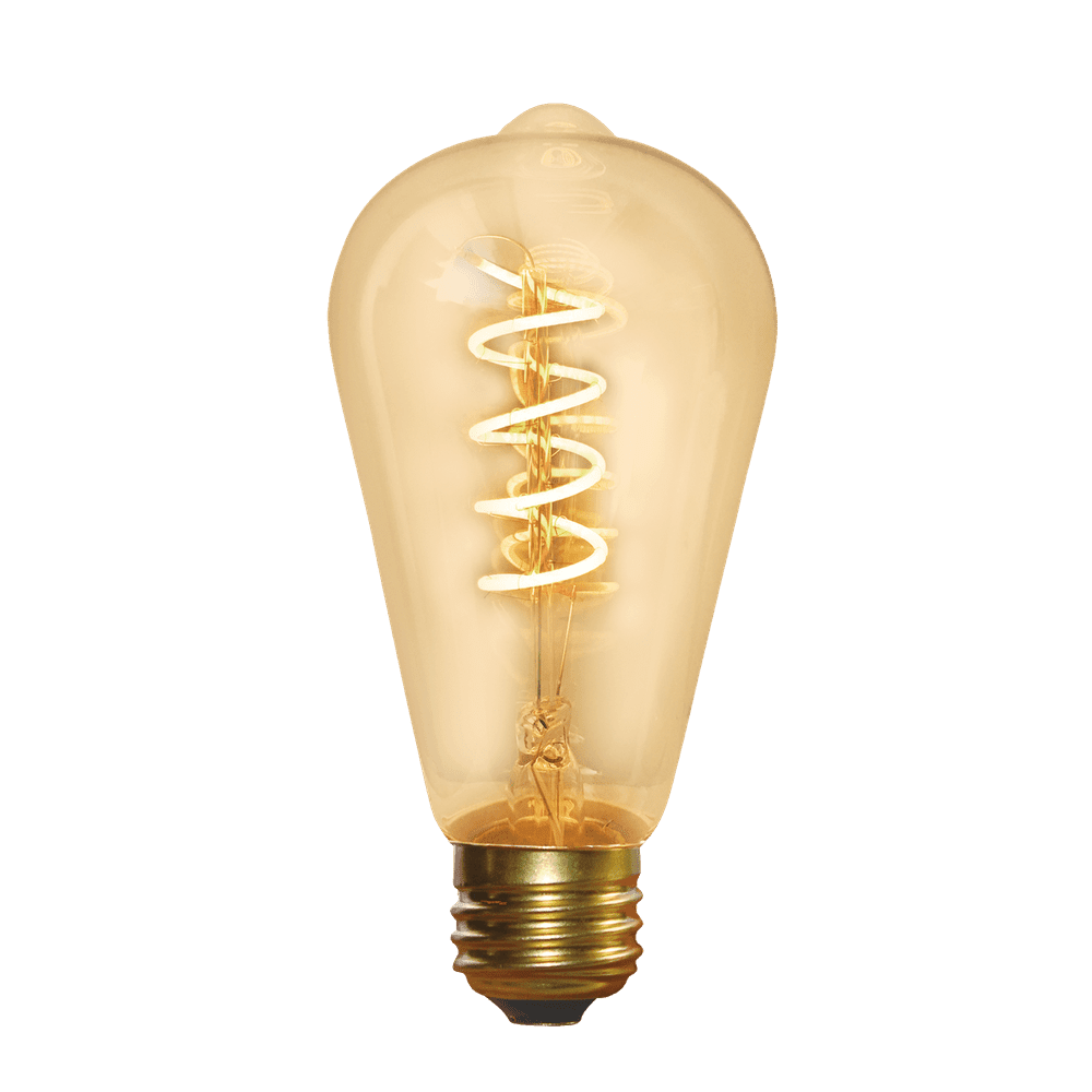 Industville Vintage Spiral LED Edison Bulb Old Filament Lamp - 5W E27 Pear ST64 - Amber