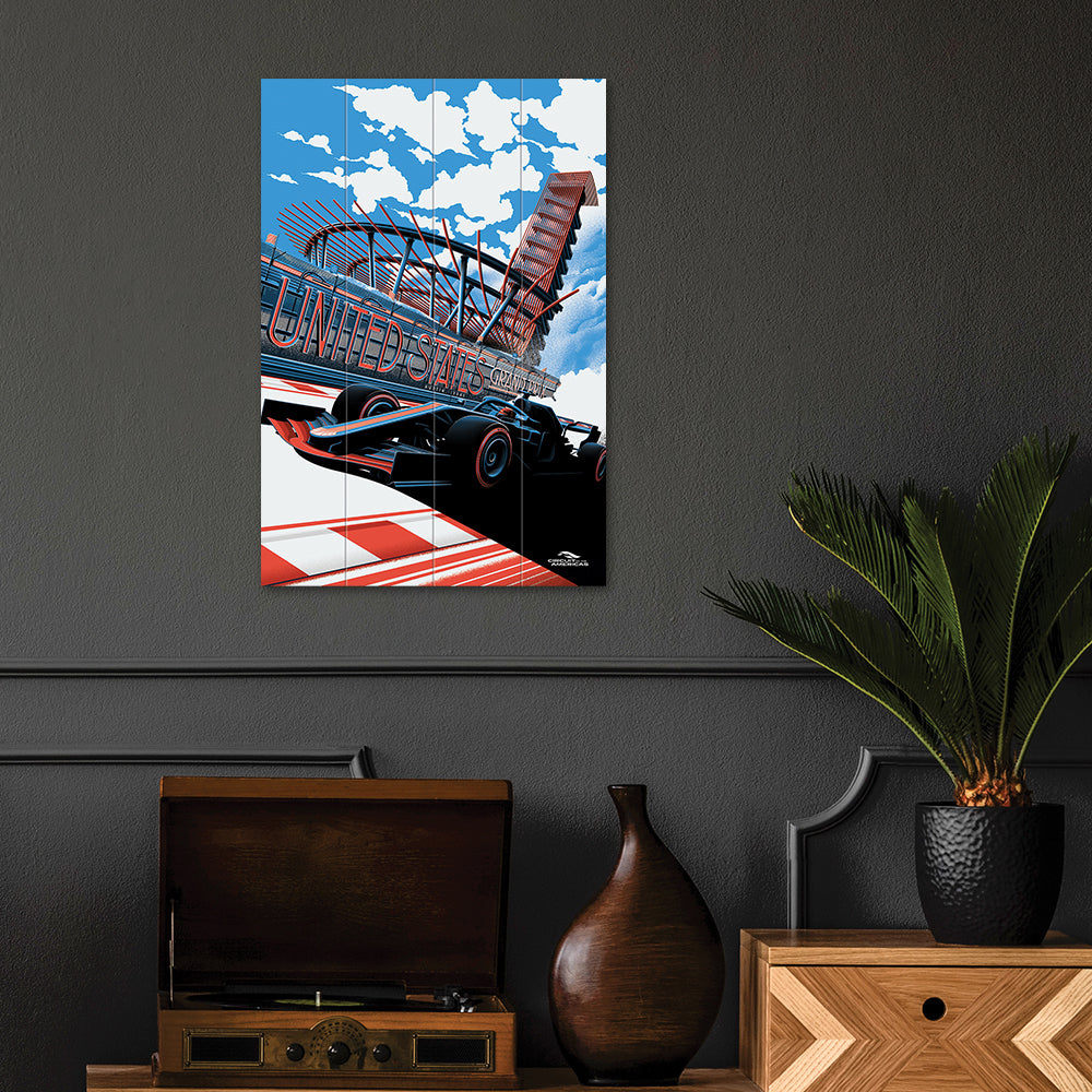 The Art Group Zoom F1 Us Grand Prix 2019 Wood print- 40x59cm