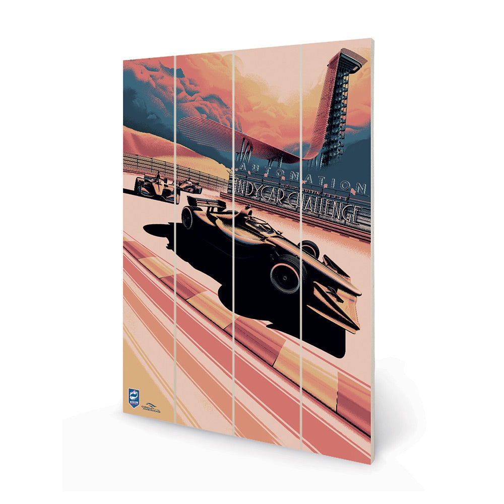 The Art Group Zoom F1 Indycar Challenge 2020 Wood Print- 40x59cm