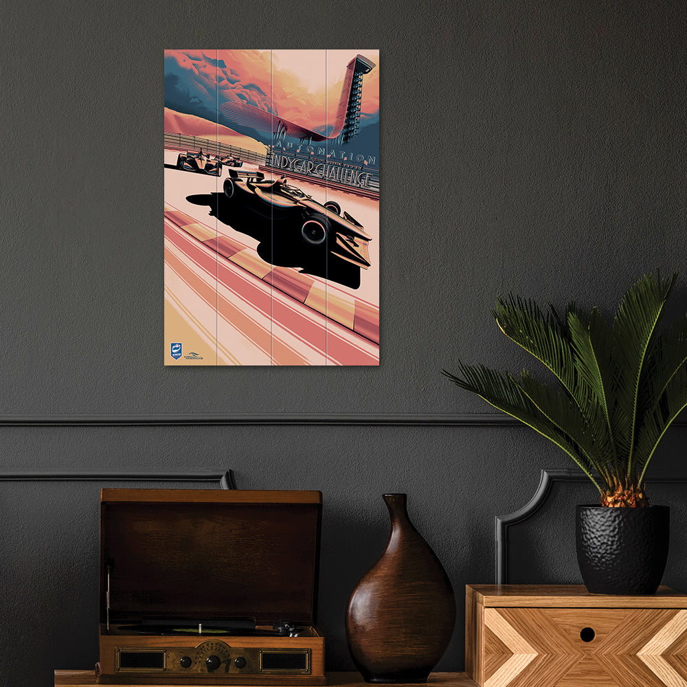 The Art Group Zoom F1 Indycar Challenge 2020 Wood Print- 40x59cm